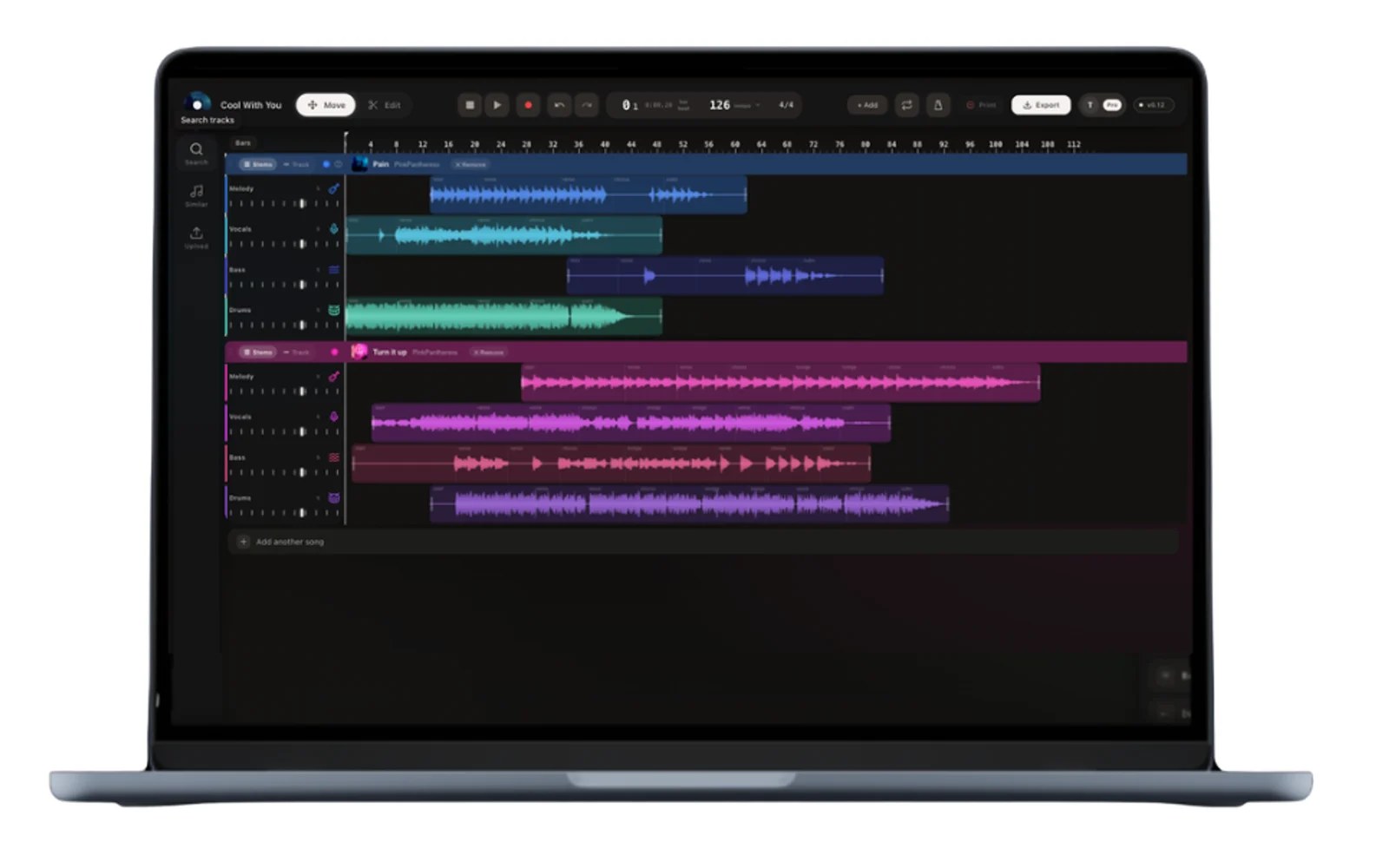 StemFM studio on a laptop