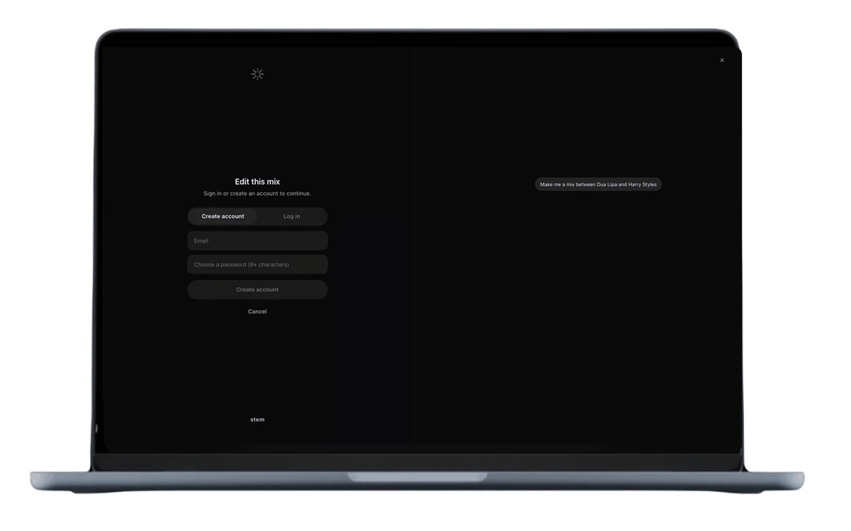 The sign-up and login flow